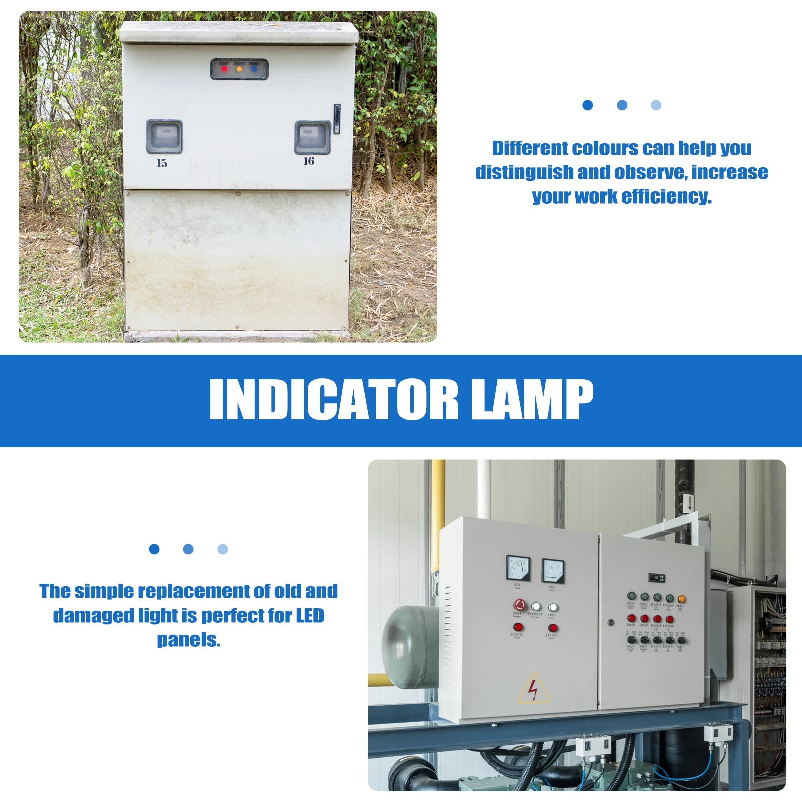

15Pcs 22mm LED Indicator Signal Lamps High Brightness Durable Low Power Consumption Easy Connection Signal Lights