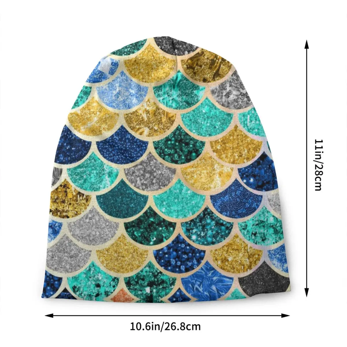 Custom Faux Glitter Color Mermaid Scales Pattern Bonnet Hats Street Knitted Hat For Men Women Warm Winter Skullies Beanies Caps