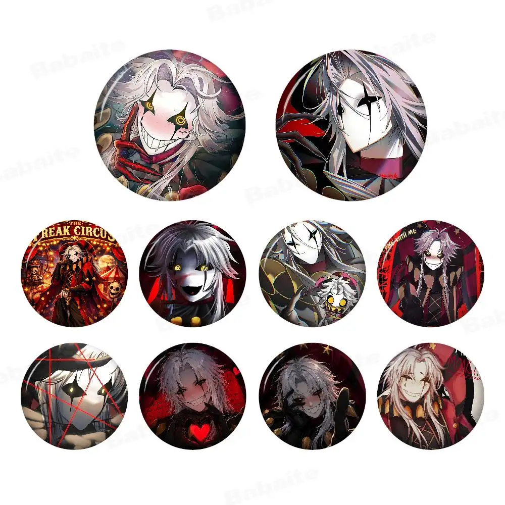 F-Freak P-Pierrots Circus 32/44/58mm Round Cartoon Brooches Handmade Pins for Backpack Jewelry Accessories Gifts Creative Badge
