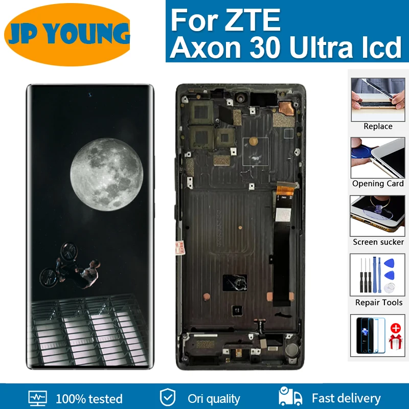 6.67\'\' ORIGINAL AMOLED For ZTE Axon 30 Ultra 5G lcd Display Touch Screen For A2022P, A2022PG LCD Digitizer Assembly Repair