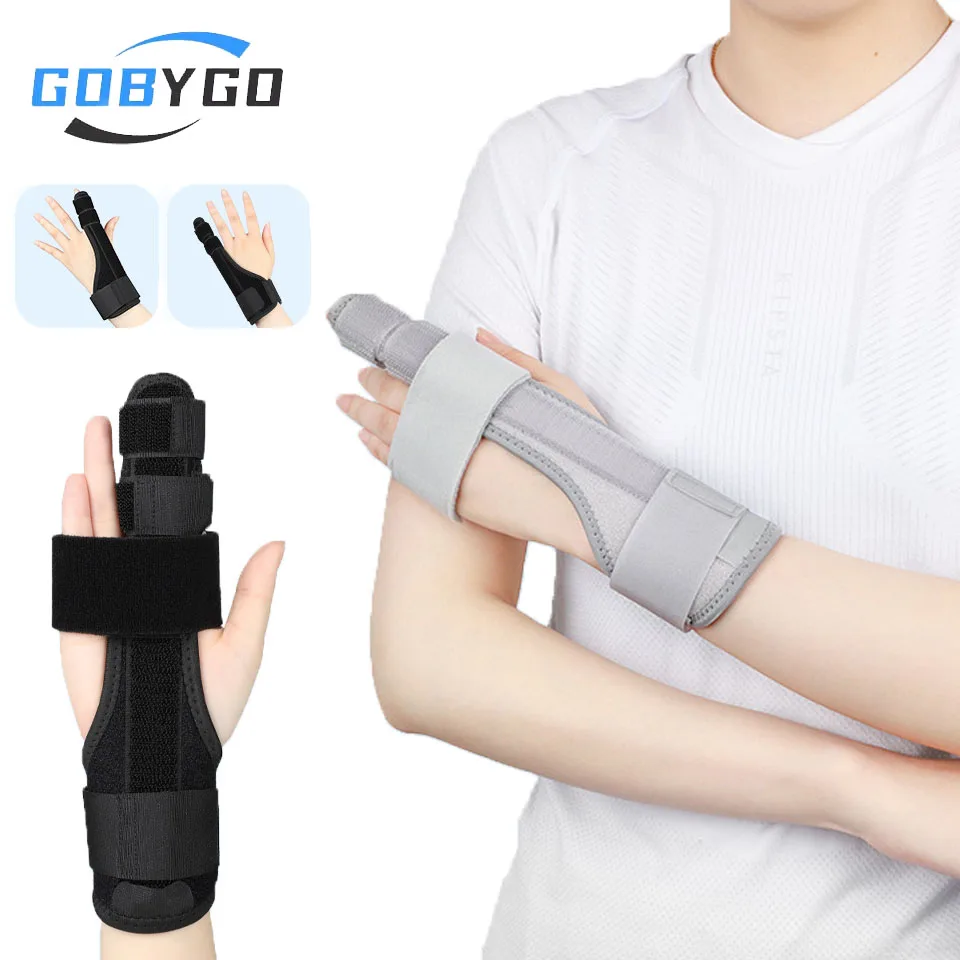 

GOBYGO 1Pcs Hand Guard Finger Stable Recovery Adjustable Settings Wrist Protection Steel Plate Support Sports Sprain Men Women