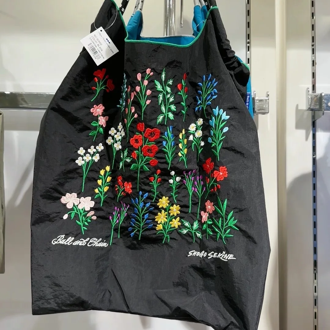 Floral Embroidery Eco Bags for Women Handbags Flower Designer Bag Large Shoulder Bag Nylon Shopper Purses Female Soft Tote Chic