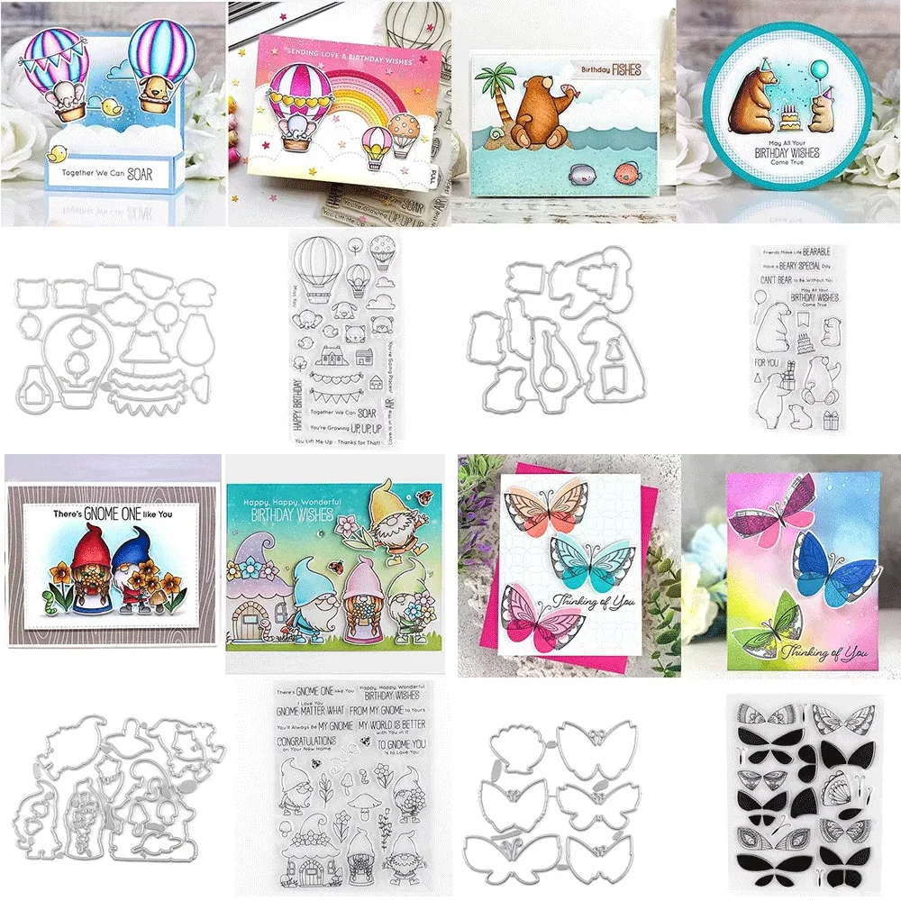 

Christmas Gnomies Bundles Clear Stamps And Metal Cutting Dies For DIY Craft Making Card Photo Album Scrapbooking Decoration