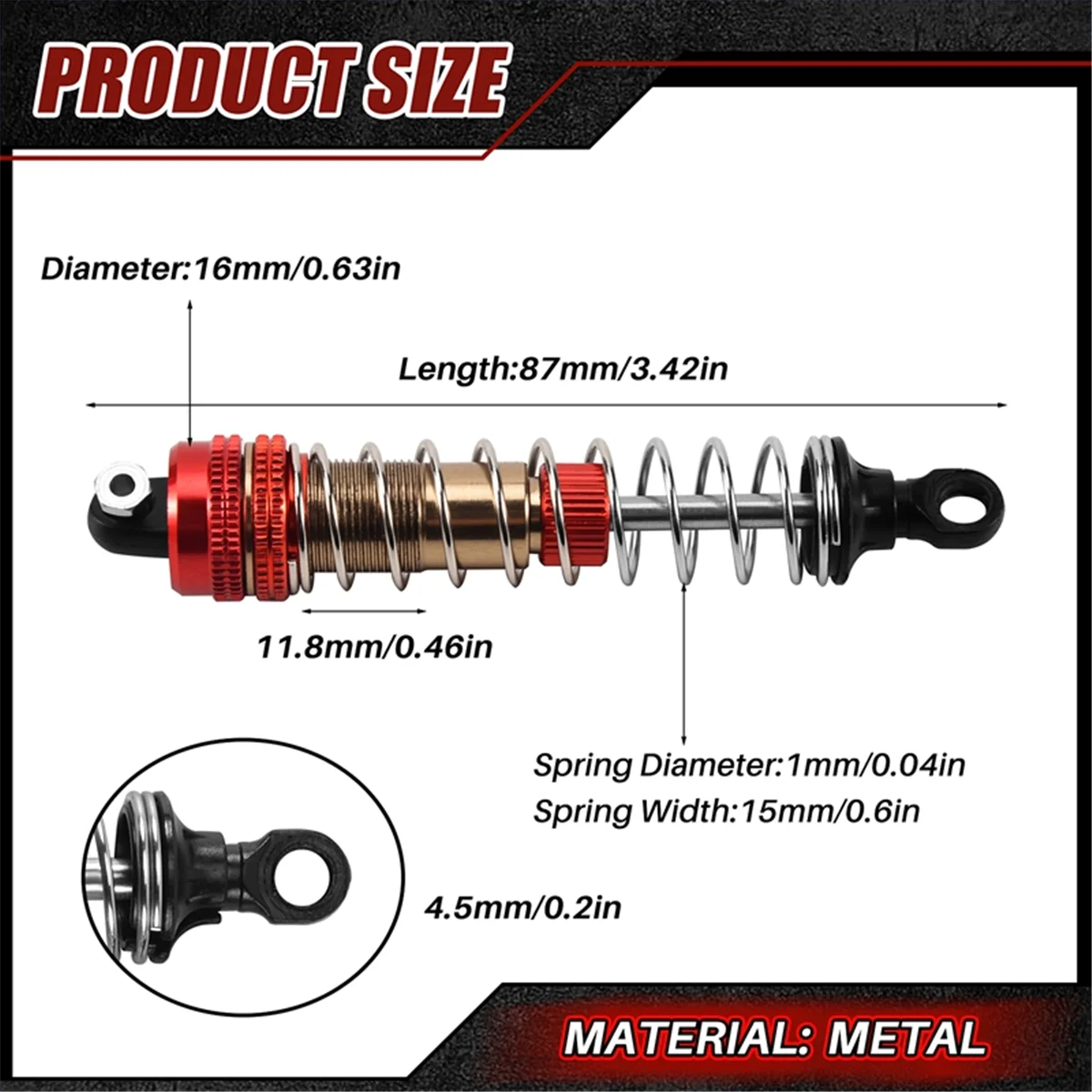 โช้คอัพโลหะ2ชิ้นสำหรับ X04 X03 XLF X-03 X-04 1/10 mobil RC อุปกรณ์เสริมสำหรับอัปเกรดรถบรรทุกสีแดง