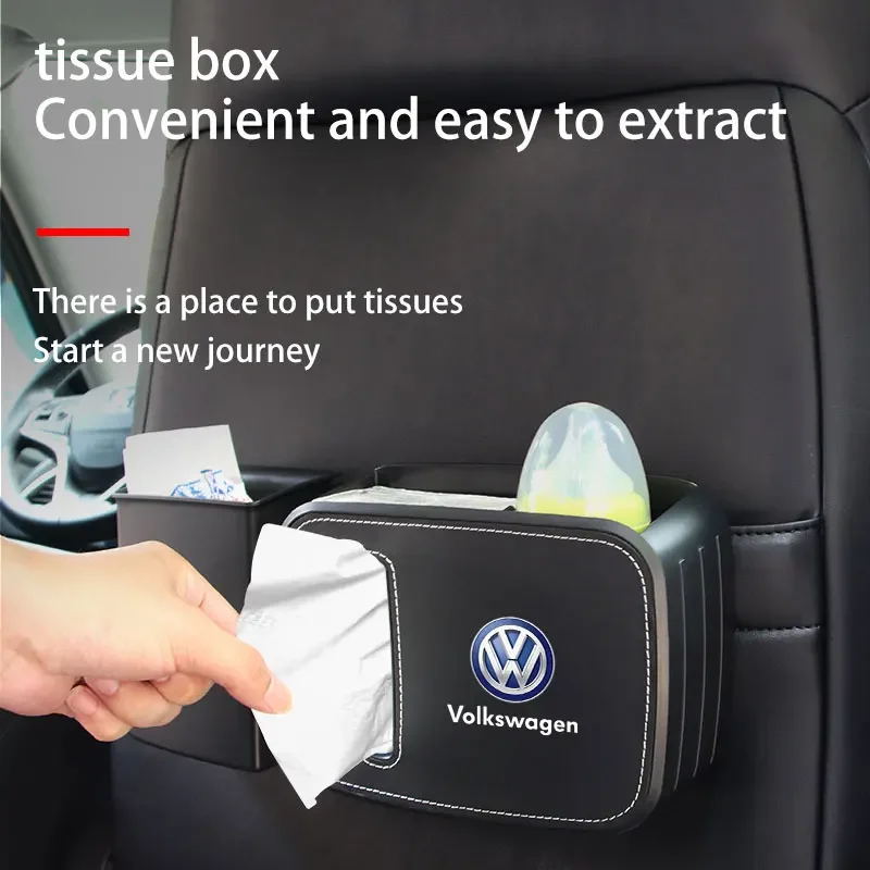 Car interior High-quality car tissue box leather storage box For Volkswagen VW Tiguan Jetta Polo Golf Passat T-ROC Touareg