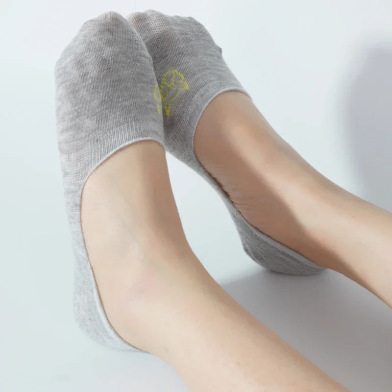 5 Pairs/Lot Women's Silicone Non-Slip Invisible Boat Socks Cotton Summer Breathable Anti-Slip Cushion Low Cut No-Show Socks