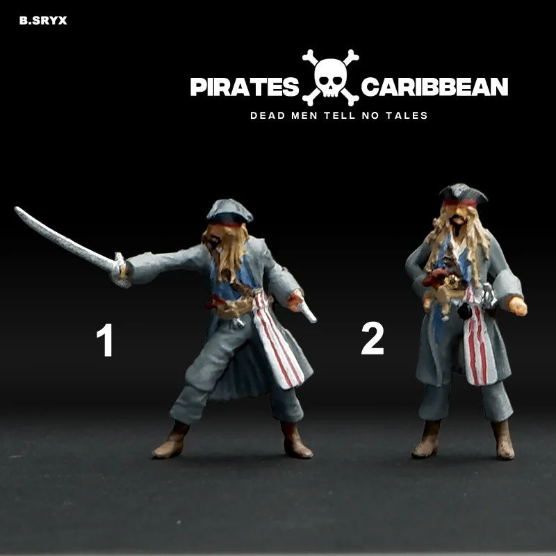 Pirate Captain Miniature Model 1:64 Micro Action Figure Handheld Puppet Sandbox Prop