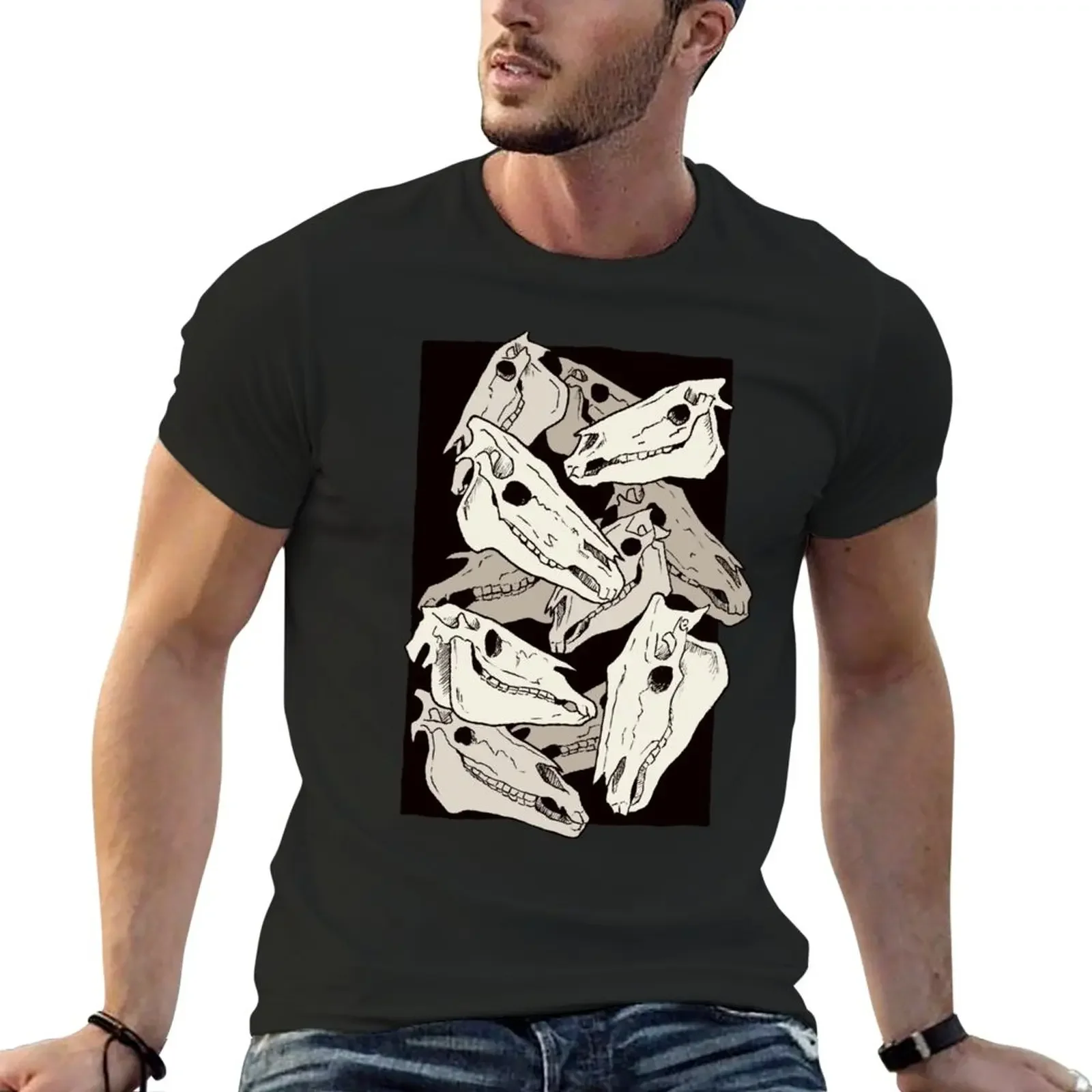 

Horse skulls T-Shirt vintage clothes Blouse plain blacks black t-shirts for men