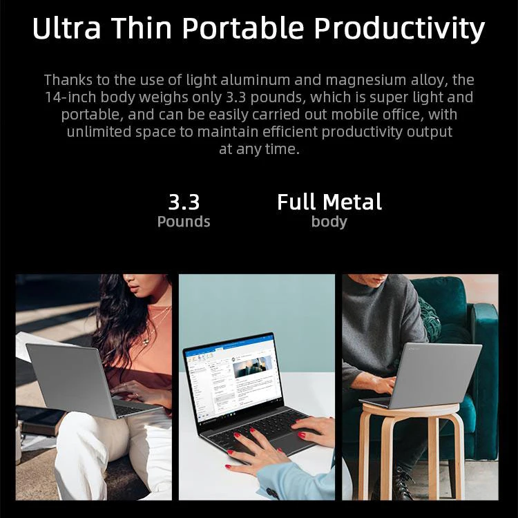 14 Inch CHUWI GemiBook Pro Laptops 2K 8GB 256GB  Celeron N5100  Quad Core Win 10 Netbooks with Backlit Keyboard Laptop