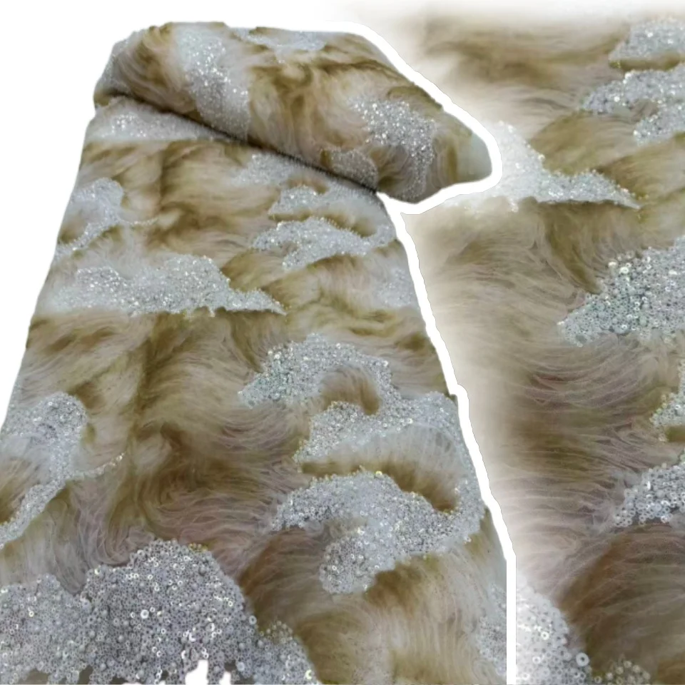 Kain Nigeria Desain Khusus Gelombang Warna-warni Bordir Berkualitas Tinggi Renda Jala Manik-manik Payet Untuk Membuat Gaun Pengantin Wanita CC1540