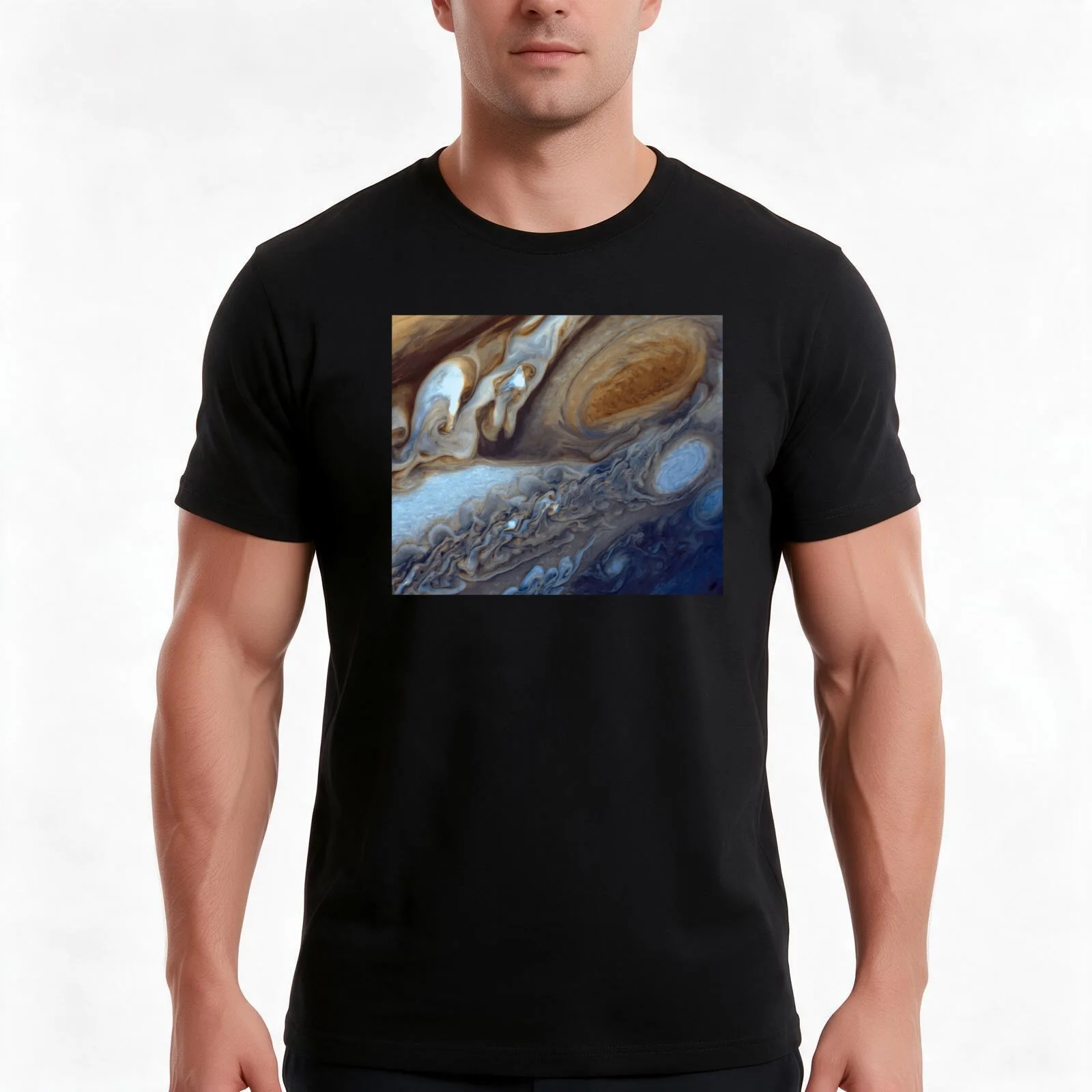 Jupiter Up Close T-Shirt, Summer Casual Cotton Tee, Oversized Streetwear Tops, Vintage Graphic Print, Loose Fit Short Sleeve