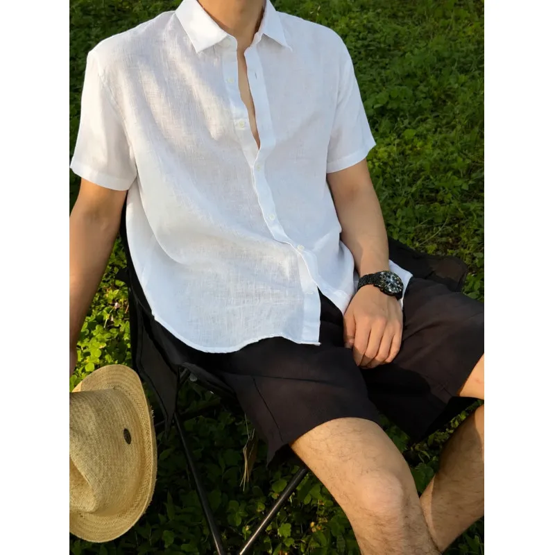 30% Linen 70% Tencel Short-Sleeve Shirt for Men & Women – Breathable, Lightweight, Old Money Style