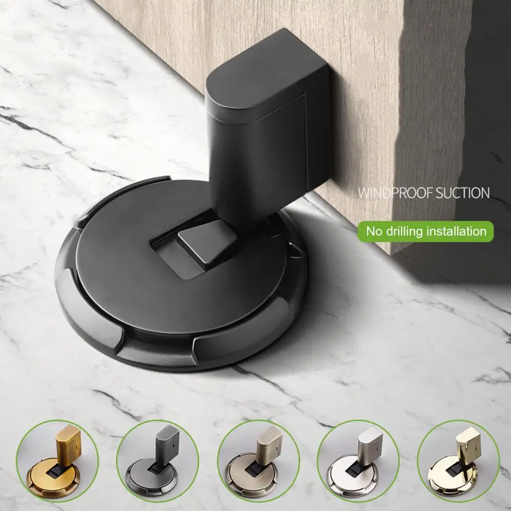 Magnetic Door Stopper No Drilling Silent Floor Door Stop with Screws Adhesive Adjustable Mechanical Magnetic Door Stopper