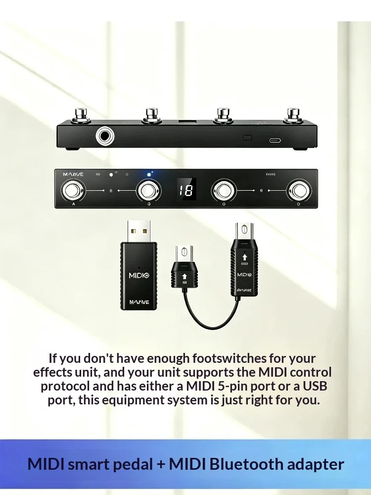 M‑Vave Wireless Bluetooth Midi Foot Controller 4 Footswitch Smart Pedal For Electric Guitar Effect Processor Stompbox