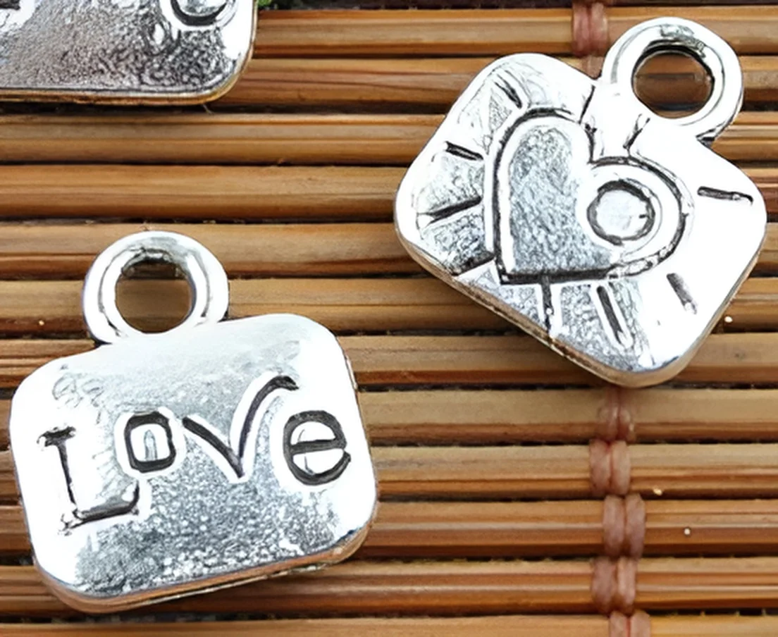 

20pcs 11x10m ,hole:1.2mm Alloy metal tibetan silver lettering pendants HWEF0113