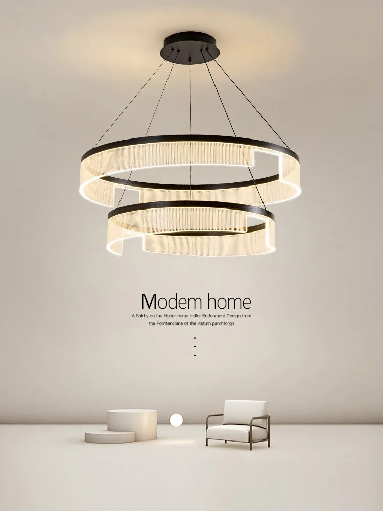 Wohnzimmer Schwarz Runde Led Kronleuchter Moderne Runde Acryl Kronleuchter Restaurant Küche Hängen Lampe Innen Dekoration Licht