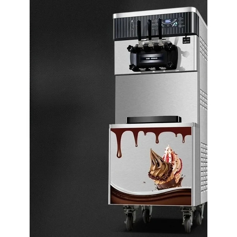 Ice cream machine commercial fully automatic, cone machine, three-color pre-cooling and preservation