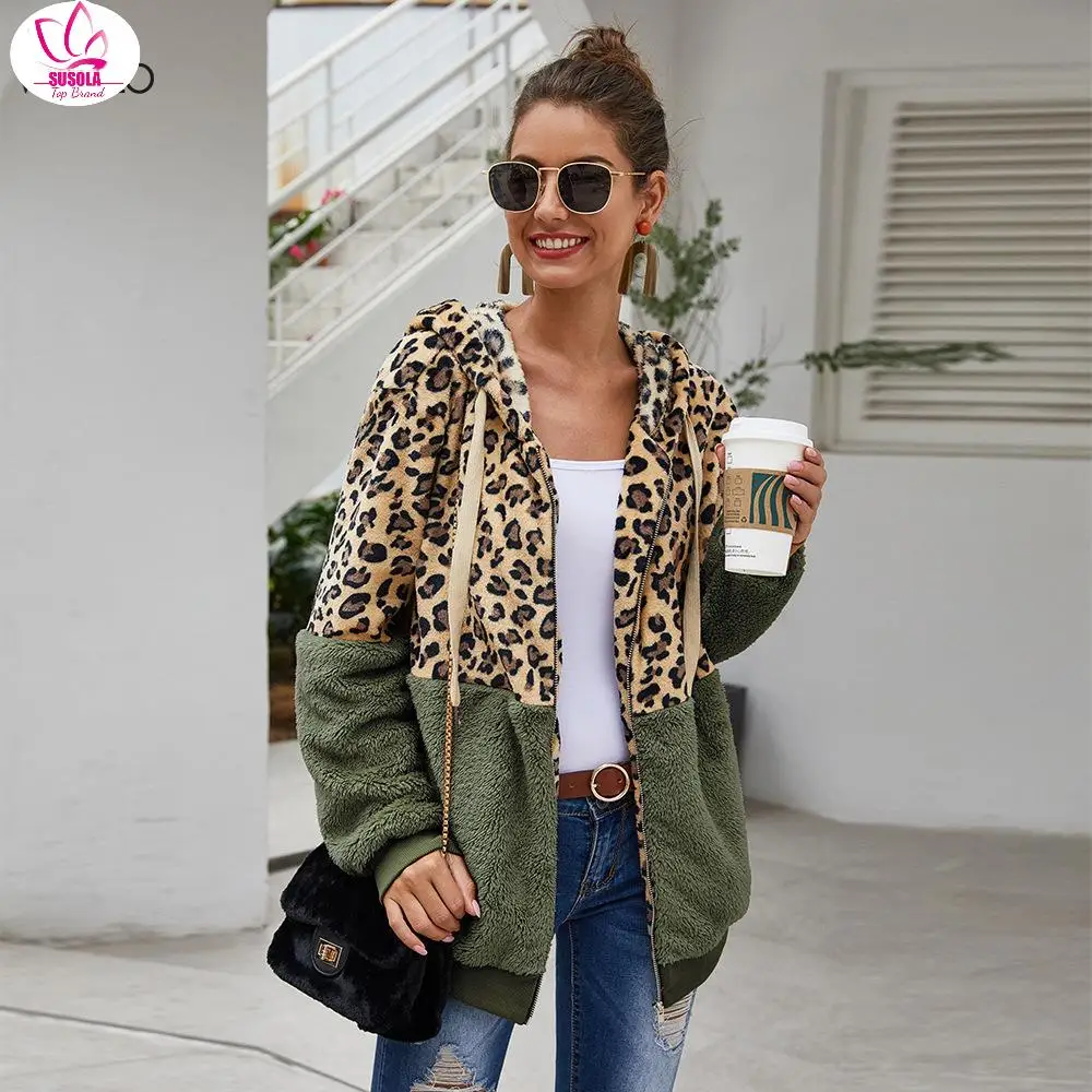 

Autumn Winter Sweatshirts Women Hooded Leopard Hoodies Casual Zipper Long Sleeve Hoodie Trend Top Warm Coat Polerones Mujer y2k