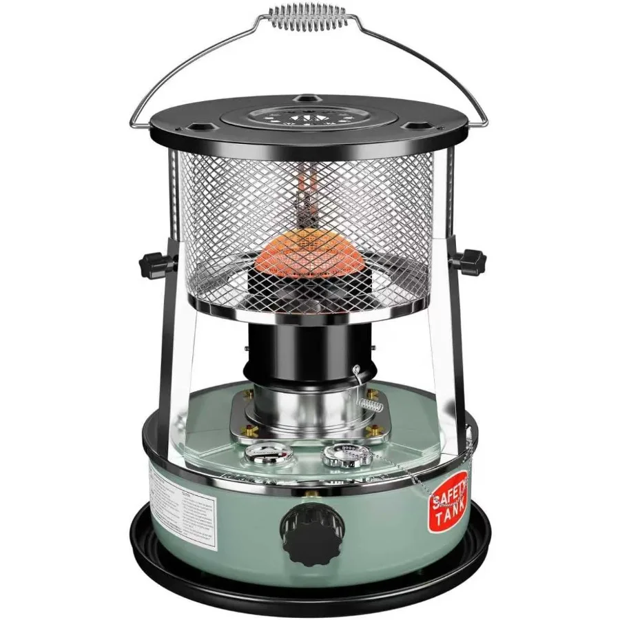 

2 in 1 Portable Kerosene Heater for Indoor Outdoor Use Height Adjustable Small Camping Stove in Blue Ideal for Home Garage Base