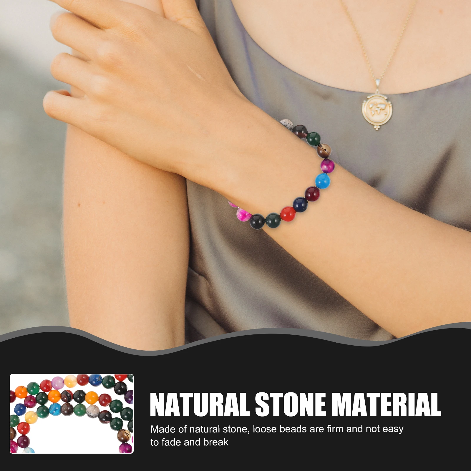 

2 Strings Agate Bracelet Decorative Jewelry Beads Natural Stone Diy Small for Bracelets Making