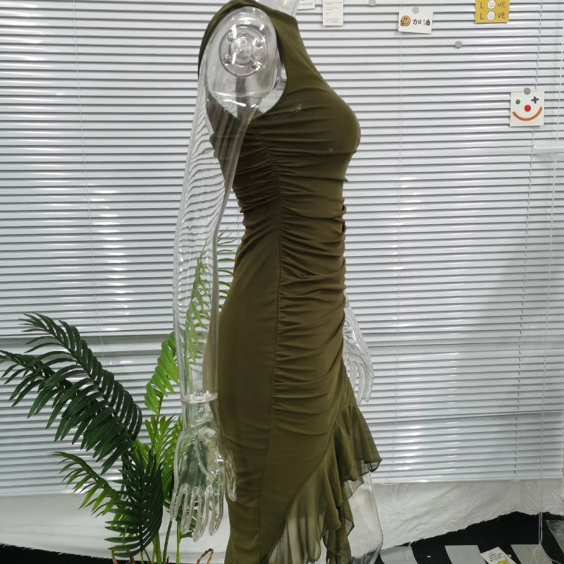 欧米風クロスボーダーレディースファッション　ピュアでセクシーなノースリーブ　ウエストシェイプ＆スリム　背中見せドレス