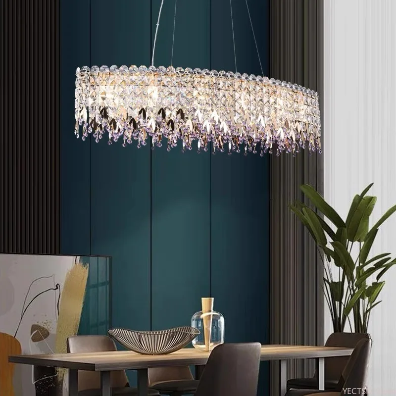 Light luxury living room crystal chandelier, personalized modern and simple circular dining room, new bedroom luxurious