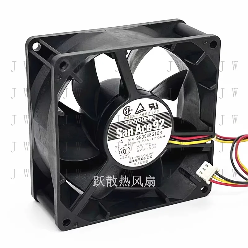 

DDW 1PCS FOR Sanyo 9G0948G103 DC48V 0.27A 12.96W 9cm 9238 3-wire cooling fan