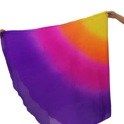 Cheap Gradient Half Circle Belly Dance Silk Veil 5mm Real  2.5m x1.14m Machine Rolled Edges Assorted Colorful Dancer Props Round