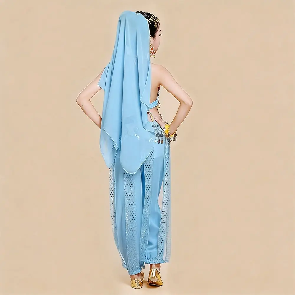 5Pcs/Set Carnival Party Kids Belly Dance Costumes Set Egypt Sequins Belly Dancing Clothing Bollywood Tassels Performance Clothes
