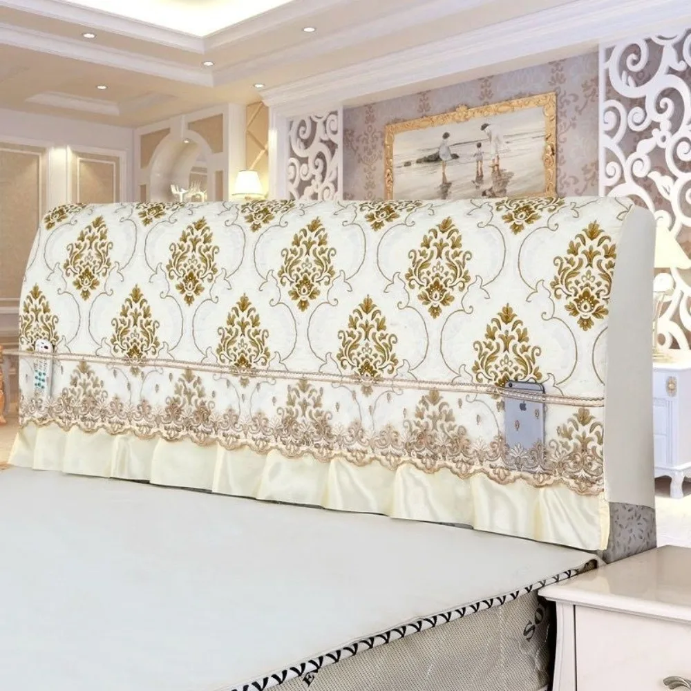 Lace Design Bedhead Cover All-inclusive Style Decorative Bedside Protector Elegant Anti-Collision Backrest Cover Apartment