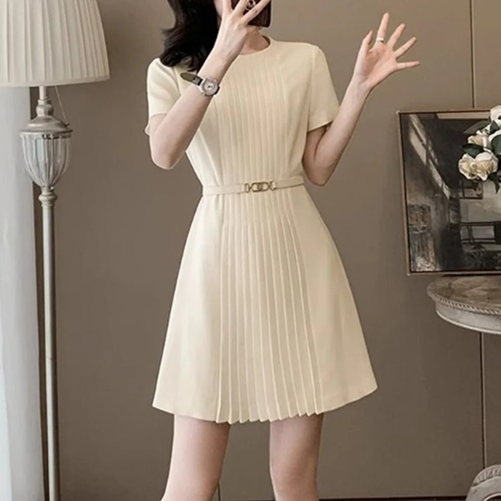 

Summer celebrity style fashion temperament tea break A-shaped skirt waist thin small fragrant dress