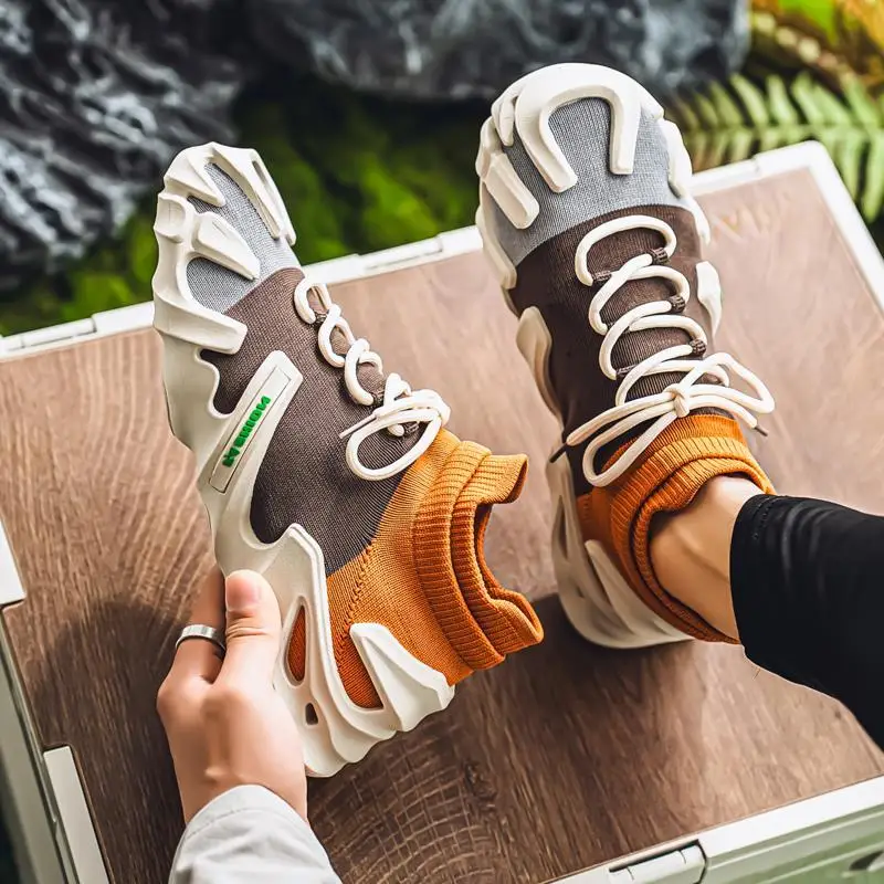 Men's Color Block Design Casual Fashion Shoes Thick Bottom Function Mecha Stylish Versatile Not Picky about Matching view 4