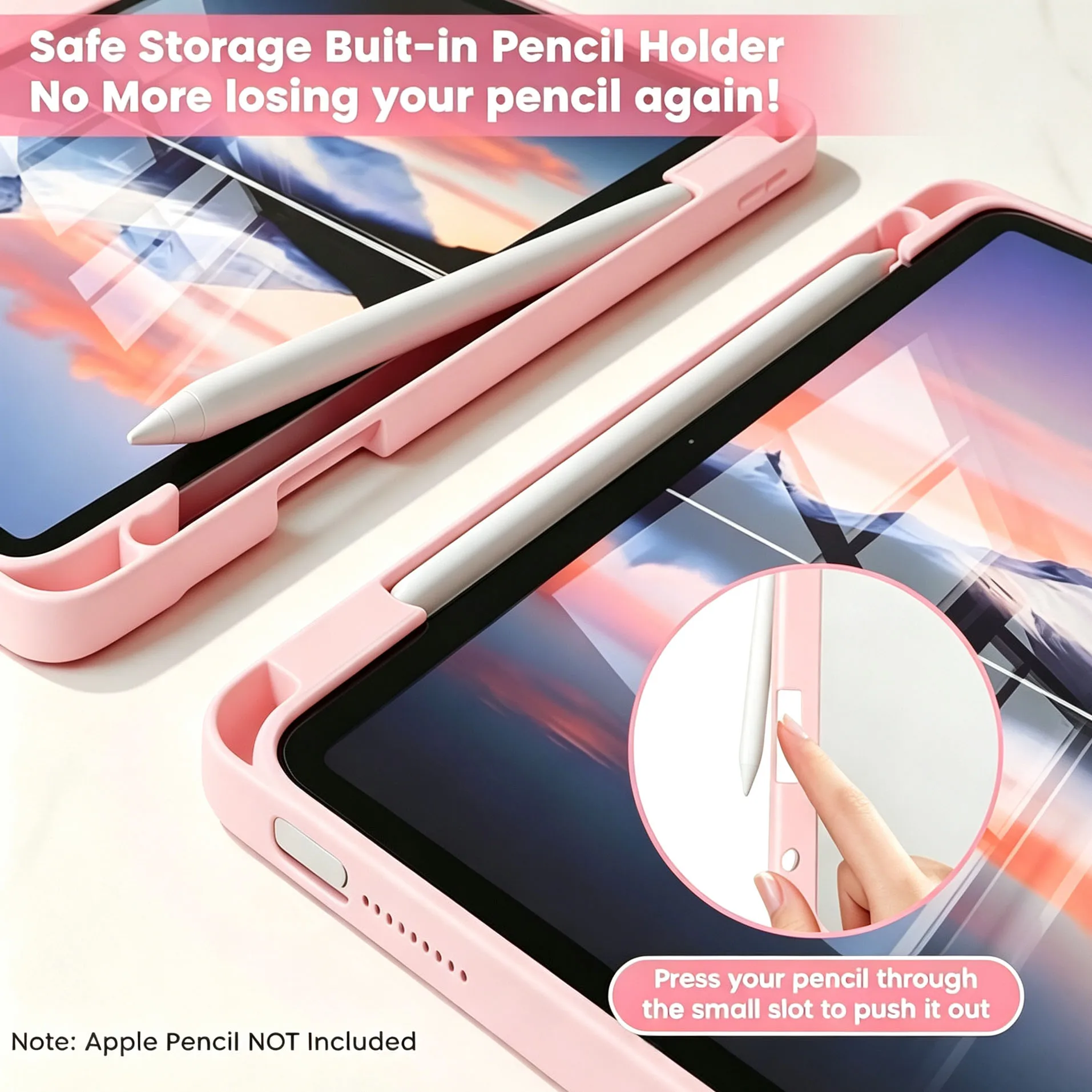 Case for ipad 10th/11th A16 Trifold Stand Smart Cover with Pencil Holder and Soft TPU Back,Supports Auto Sleep & Wake Function