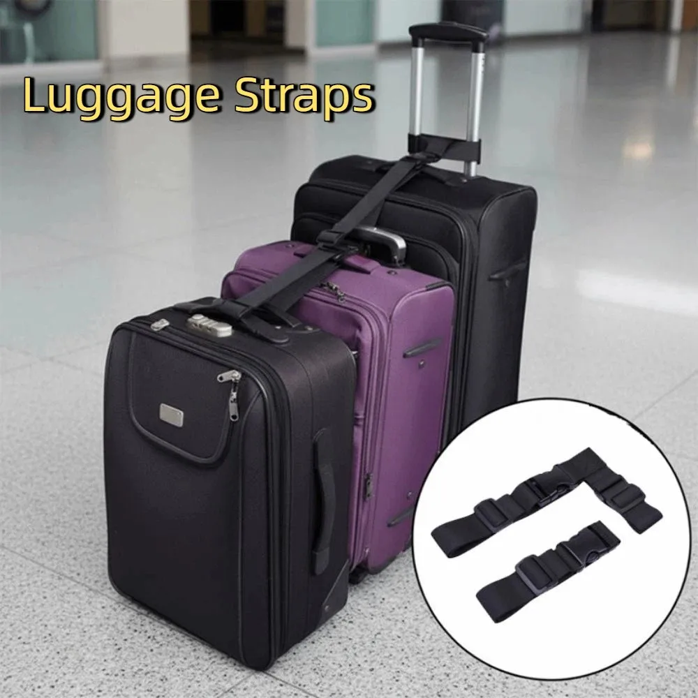 

2SET Adjustable Luggage Straps Anti-Lost Nylon Material Anti-theft Strap Portable Secure Fastening Luggage Belt Travel Security