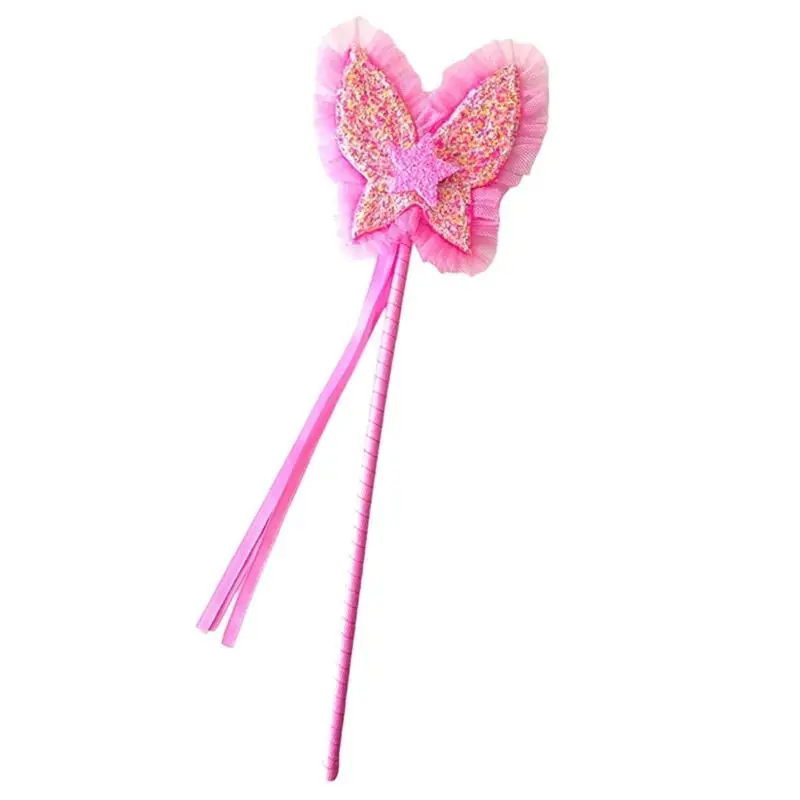 U13F زخرفة الجناح الخلفي على شكل فراشة من القماش المريح مع أربطة قابلة للتعديل وعصا مناسبة لمرحلة الأحداث التنكرية للأميرة