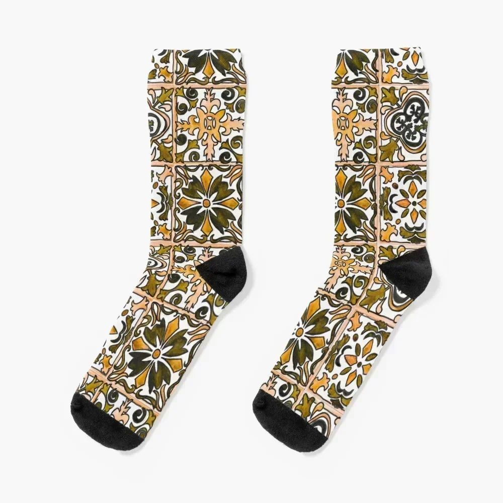 

Orange Spanish Tiles Socks colored Soccer Lots luxe Socks For Man Women's