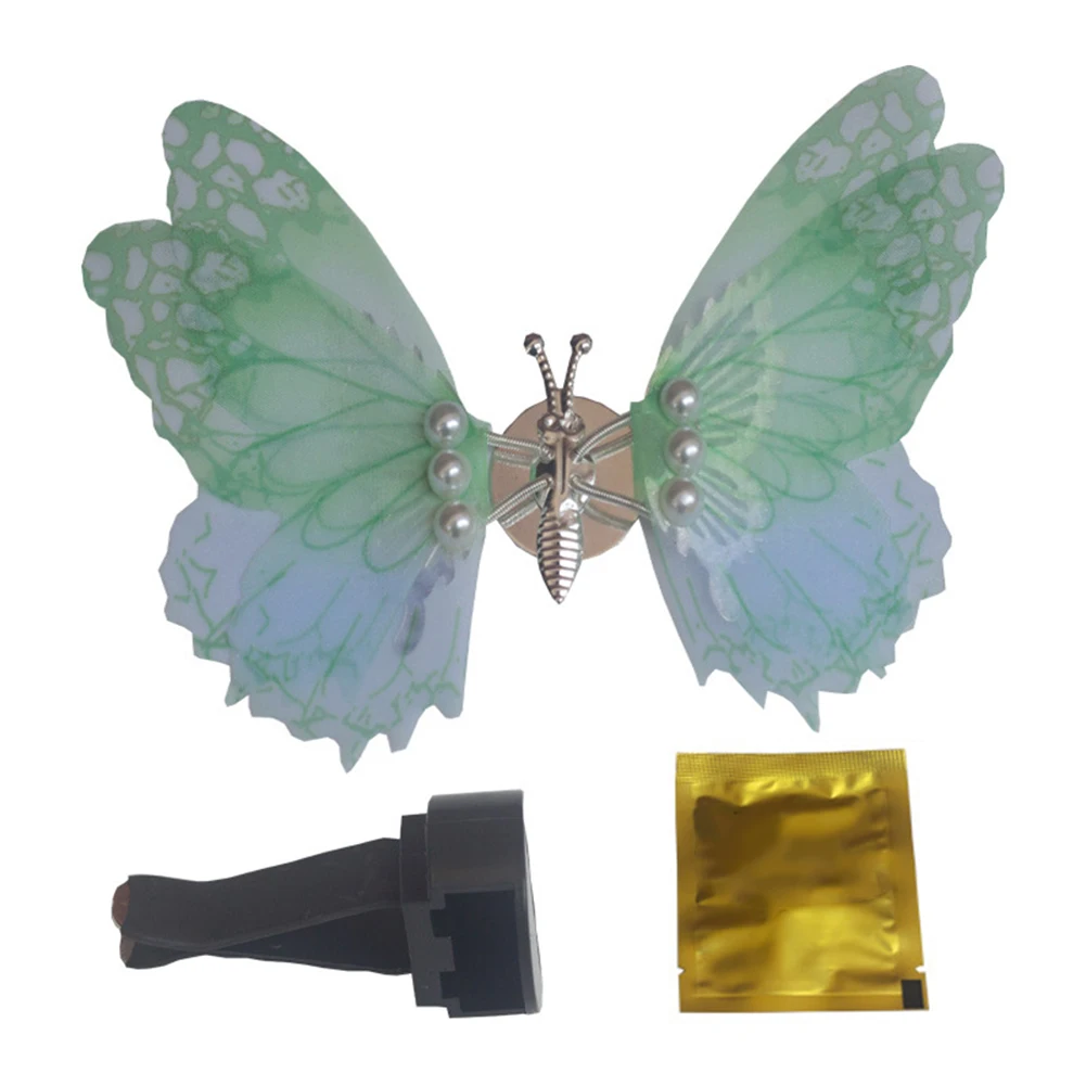 Car Interior Decor Butterfly Creative Decoration Grass Green Color Mesh Cloth Material Pink Color Yellow Color For Air Vent