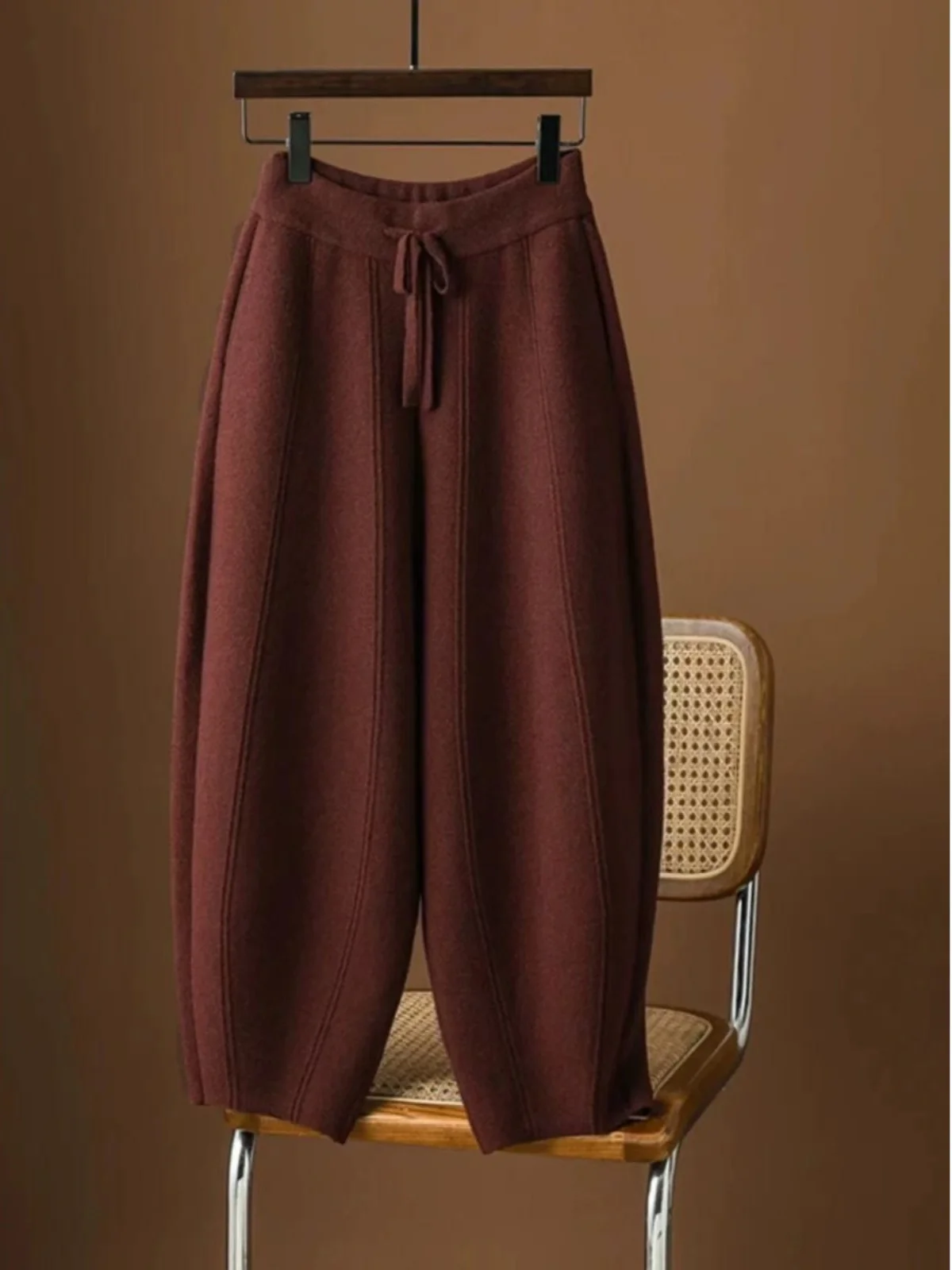 

Loose High Waist Harlan Women's Pants Double Sided Fleece Wide Leg Casual Style Spring New plus Size Fashionable Scythe Pants
