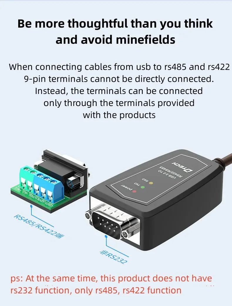 DTECH 1.5M High-speed Black USB2.0 to RS422/485 Converter Data Transmission Cable With Shielding
