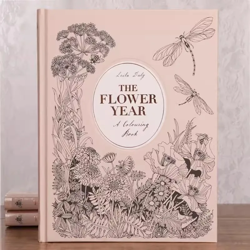 New The Flower Year Colouring Book Adult Kids Painting Graffiti Art Libro Hard Cover 104 Pages 23.5*18.cm