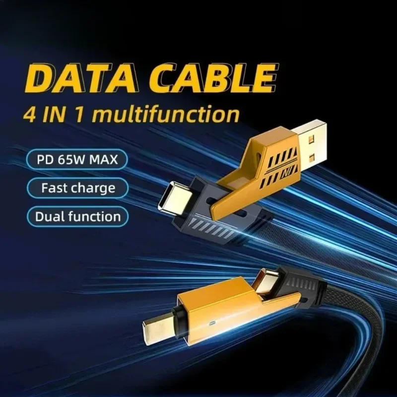 Multifunctional 4in1 USB Type C 65W PD Fast Charging Cable Data Wire For  Fast Charger Data Cord