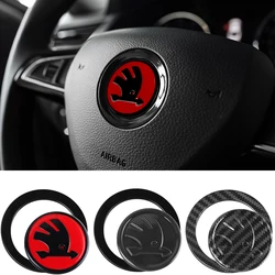 63MM ABS Car Steering Wheel Logo Emblem Cover Sticker Accessories For Skoda Rapid Scala Kodiaq Fabia Kamiq Karoq Octavia 3 A5 A7