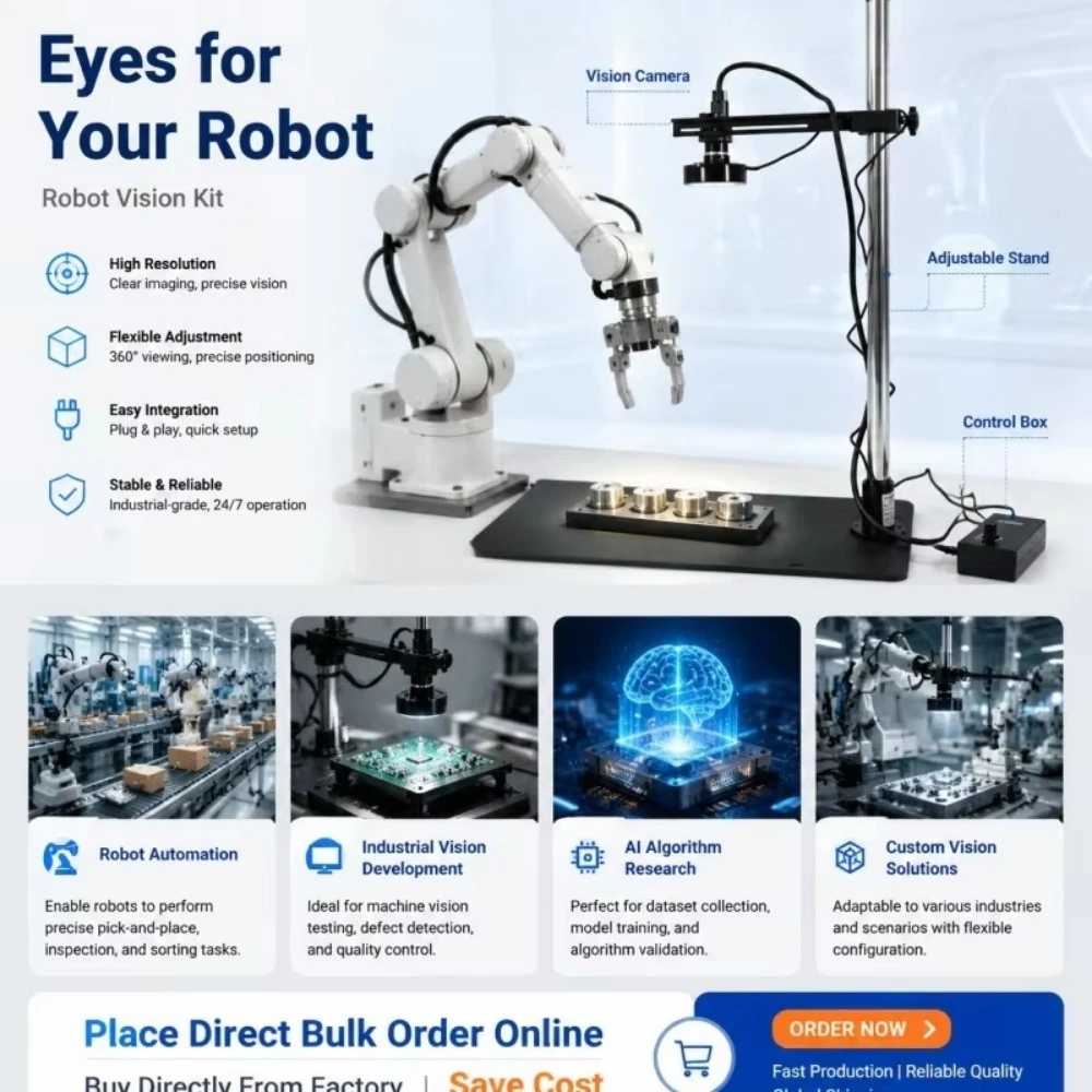 Vision Kit Desktop Robotic Arm with Vision Kit 16mm Lens Industrial Robot Arm for Education Training