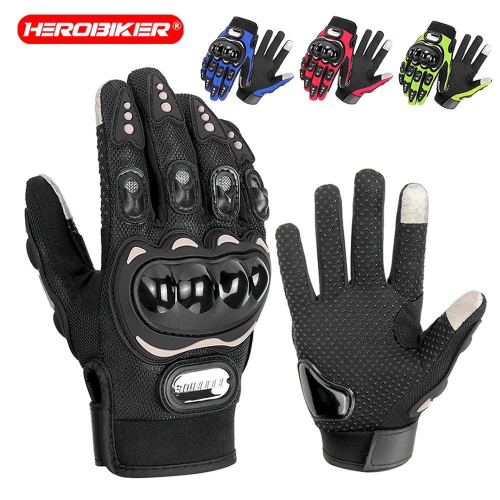 Summer New Motorcycle Gloves Touch Screen Full Finger Sports Gloves Anti Fall Breathable Off-road Motorcycle Riding Gloves