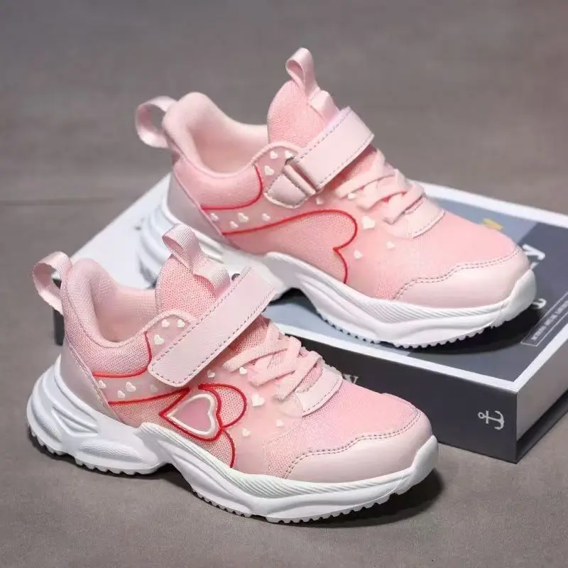 

Children's Summer Mesh Casual Sport Shoe Girls Thick Sole Non Slip Lightweight Breathable Velcro Running Shoes Walking Shoes