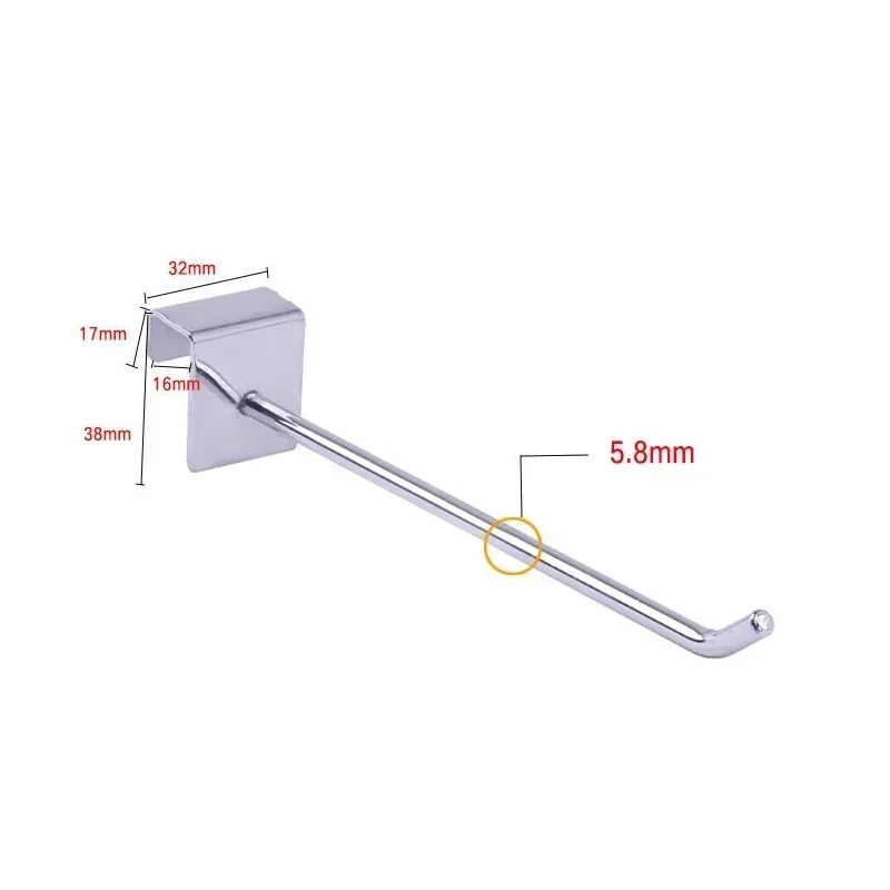 15pcs Square Tube Hook Wire Dia.4.8mm Supermarket Shelf Rack Hanging Hook Exhibition Display Hook Holder For 15x30mm Square Tube