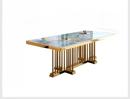 Post-modern light luxury slate dining table, modern simple dining room, high-end rectangular large dining table