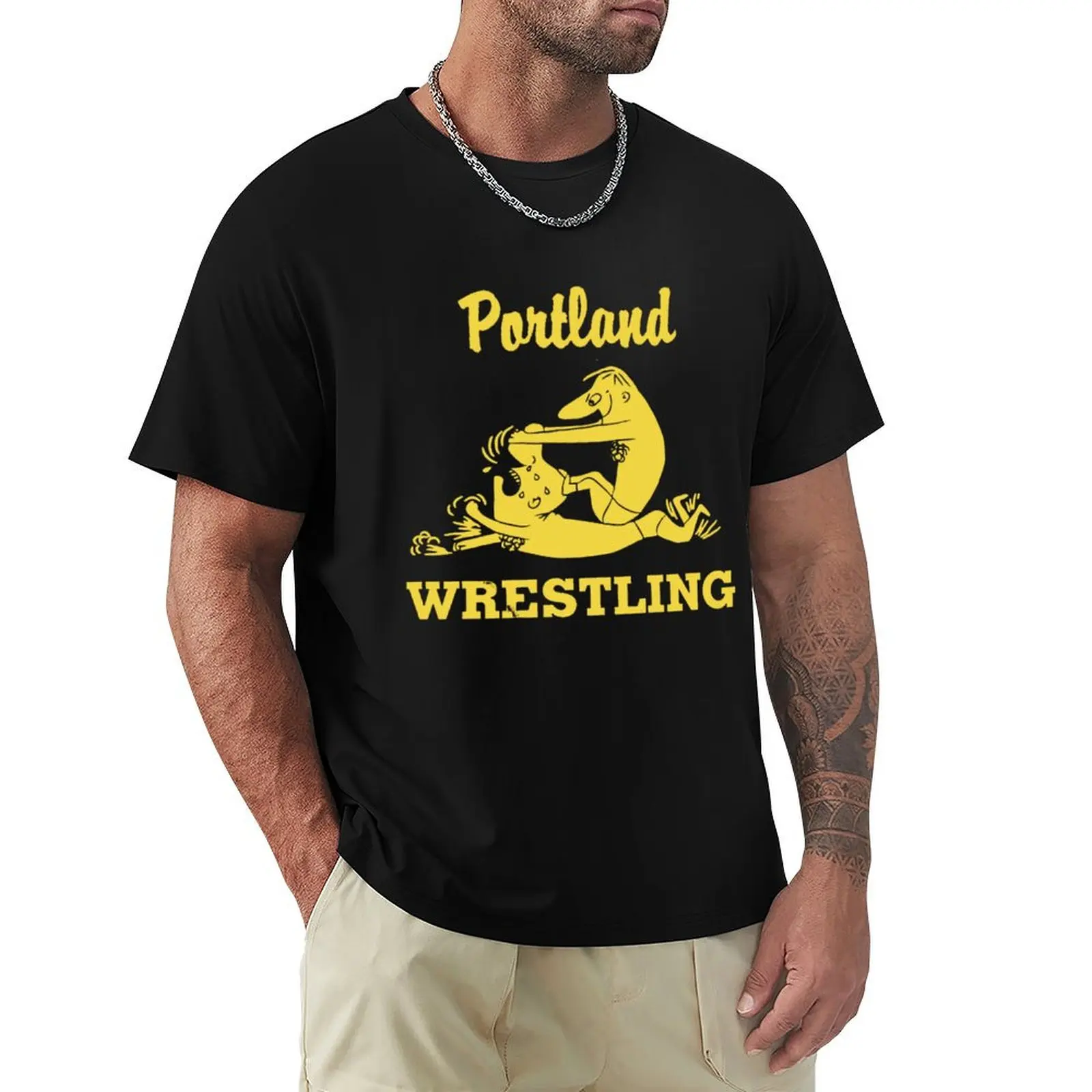 Restored Portland Wrestling Logo T-Shirt Simple Casual Short Sleeve Tee