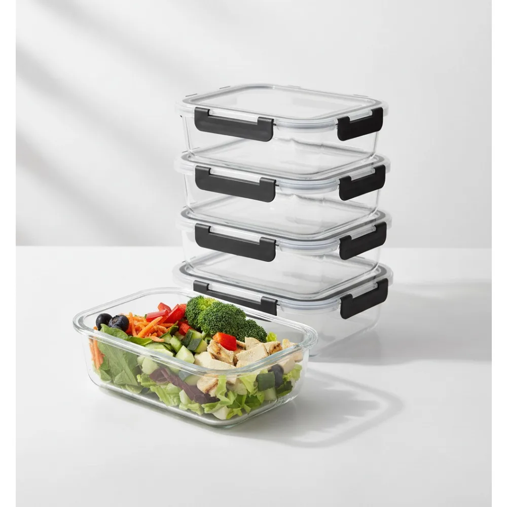

5-Pack Glass Meal Prep Containers with Lids, 35oz Airtight Food Storage for Adults Kitchen & Lunch