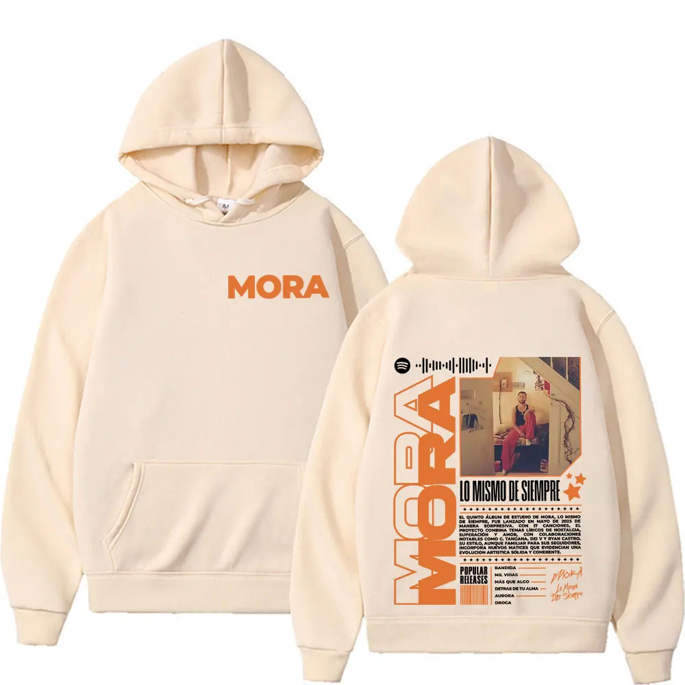 Mora Lo Mismo De Siempre Tour 2025 Merch بلوزات الرجال النساء الهيب هوب القوطية الاتجاه هوديي القمم جودة عالية البلوفرات المتضخم